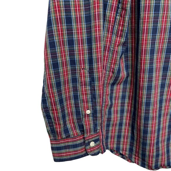 Chaps Blue Red Green Plaid Long Sleeve Button Down Casual Shirt Western Country - Picture 4 of 8